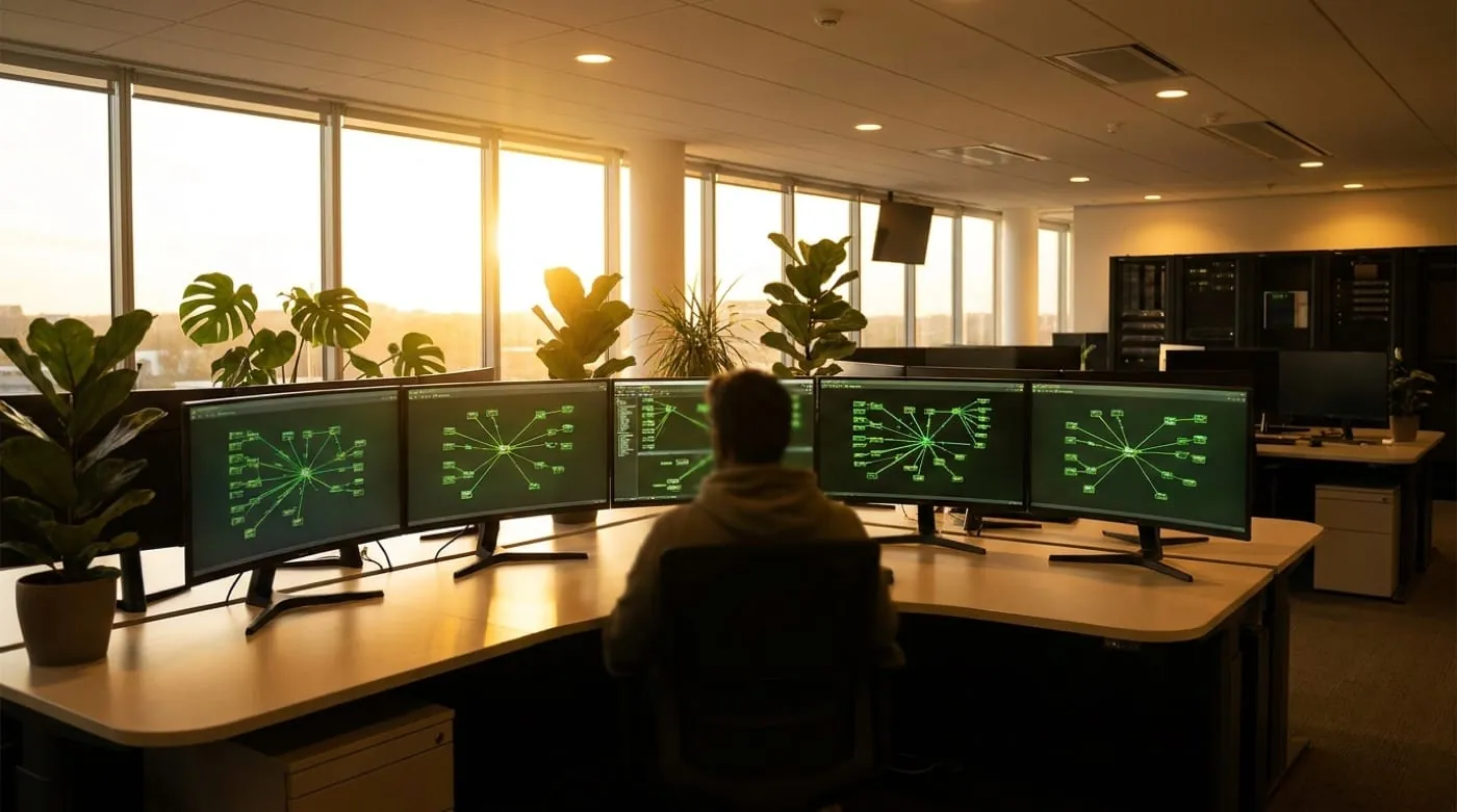 Centro de operaciones de red con diagramas de topología
